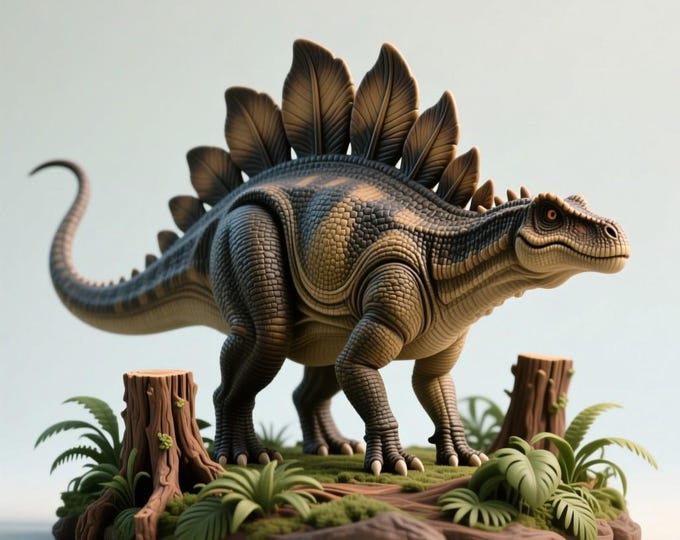 3D Printable Stegosaurus Figurine STL File: Realistic Jungle Base (Digital Download)