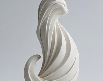 Escultura de gato moderna para decoração contemporânea de casa.