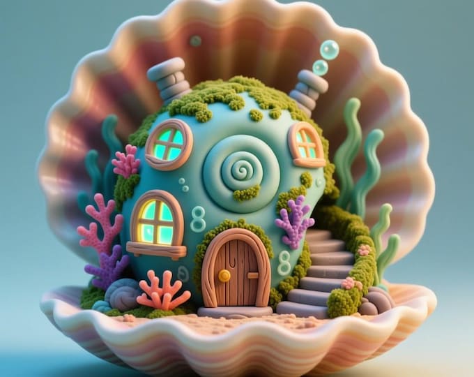 Seashell Coral House STL • 3D Print Ocean Fantasy Home (Digital File)