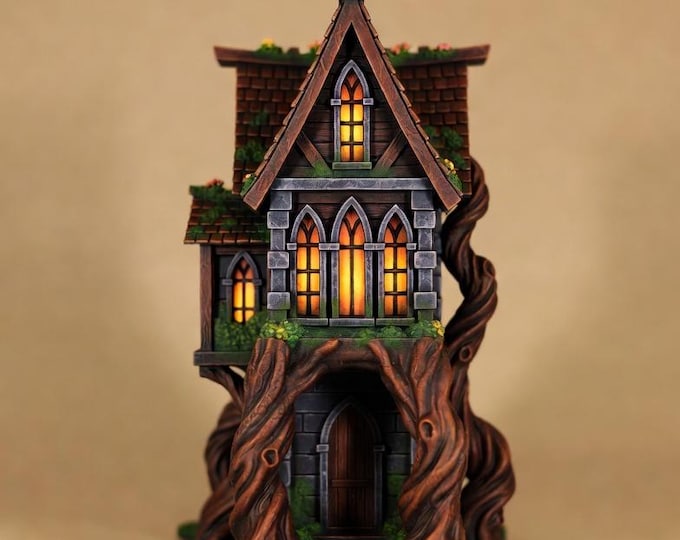 Fantasy Tree House STL File – Magical Woodland House 3D Print Model