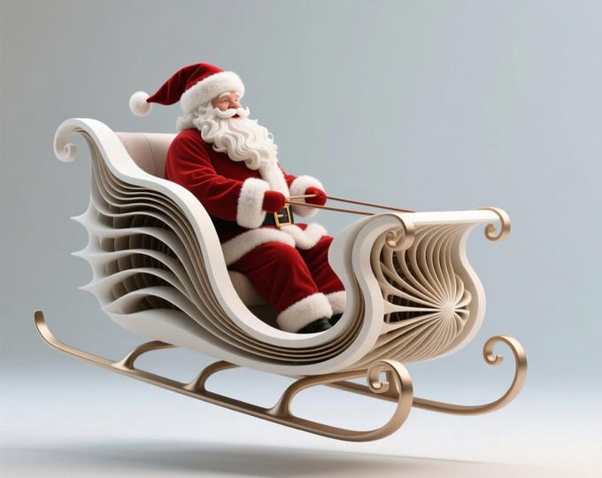 Modern Layered Santa Sleigh STL – Elegant Contemporary Christmas Sleigh Model for 3D Printing
