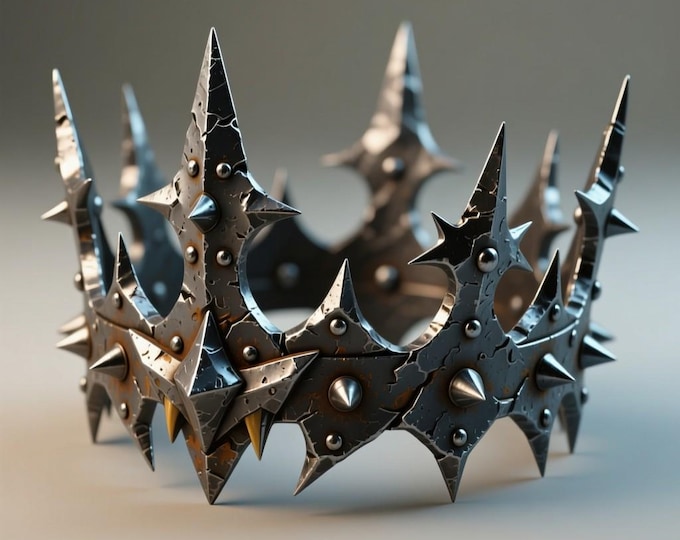 Dark Spiked Crown STL | Gothic Fantasy 3D Printable Crown | Cosplay Prop Digital File