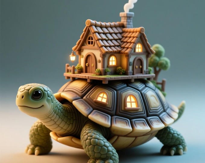 Whimsical Turtle House 3D Model: Fantasy Animal Cottage STL (Digital Download)
