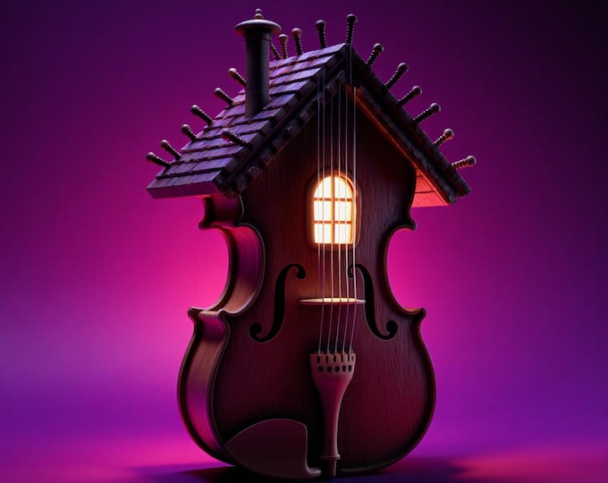 Violin House STL: Fantasy Music Decor, 3D Printable Model (Digital Download)