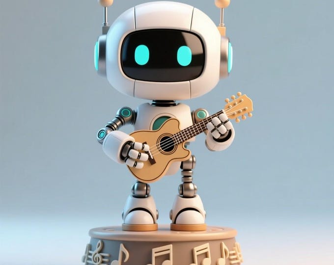 Guitar Robot Figurine STL | 3D Printable Music Robot Model | Digital Download File