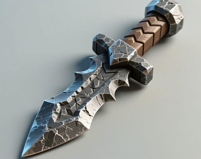 Cracked Blade Fantasy Dagger STL File | 3D Printable Cosplay Weapon