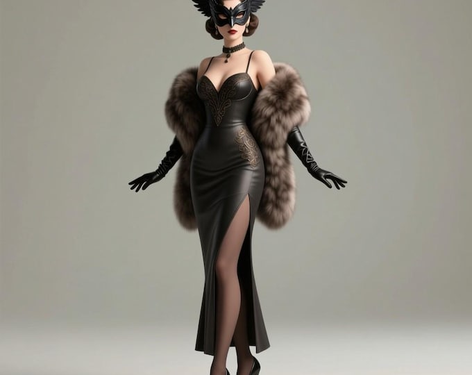 Noir Lady Masquerade STL | 3D Printable Gothic Figurine | Elegant Dark Lady Statue for Collectors