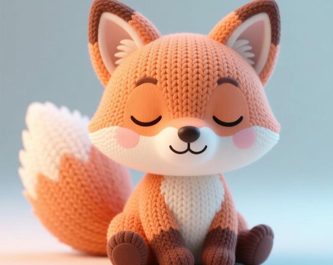 Knitted Fox STL File: Chibi Animal 3D Print Model (Digital Download)