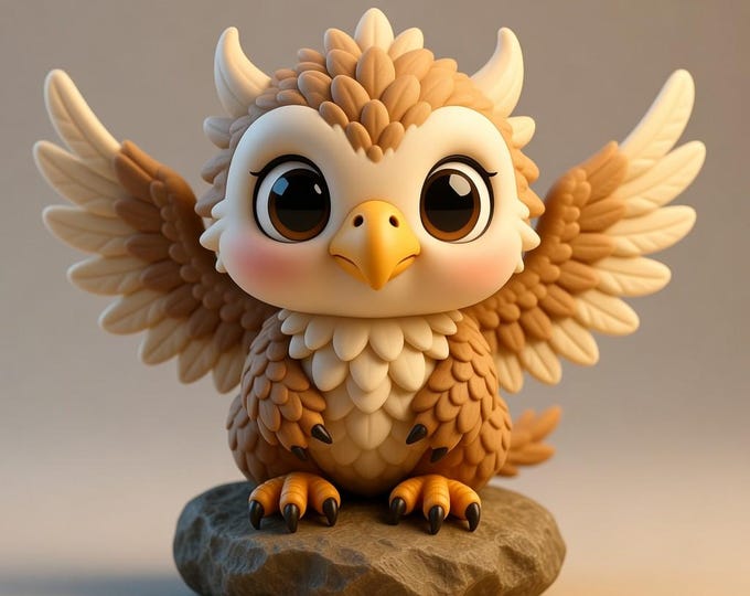 Chibi Baby Griffin STL: 3D Print Figurine Model (Digital Download)