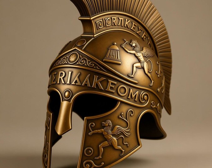 Detailed Spartan Warrior Helmet 3D Model | Ancient Greek Armor STL Download | Historical Gladiator