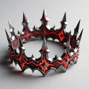 Demon Lord Crown STL | 3D Printable Evil King Spiked Tiara, Dark Fantasy Cosplay Prop, Gothic Collectible Headpiece