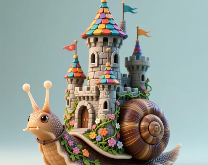 Snail Castle STL File: Whimsical 3D Print Model (Digital Download)