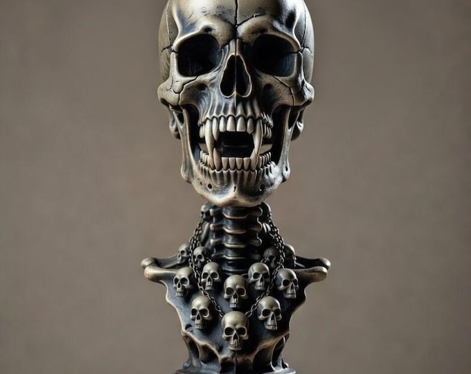 Gothic Skull Bust STL File – Dark Fantasy Skull Statue 3D Print Model