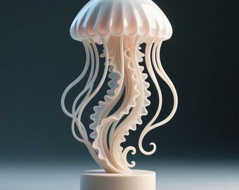 Manetskulptur STL-fil | 3D-utskriftsmodell av havsvarelse | Digital nedladdning