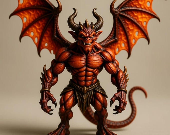 Detailed Devil Figure 3D Model - STL File for 3D Printers