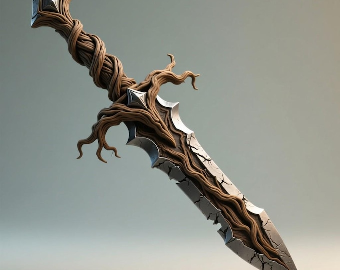 Enchanted Tree Root Sword STL File: 3D Printable Fantasy Blade (Digital Download)