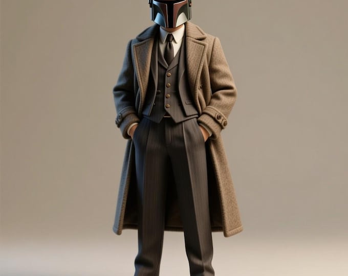 Sci Fi Gentleman Figurine STL | 3D Printable Character in Suit | Futuristic Warrior Digital Model