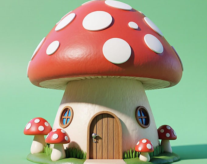 Fantasy Mushroom House STL File | Fairy Garden Miniature Digital Download