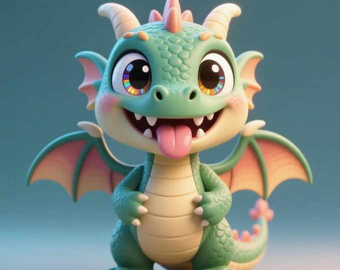 Chibi Baby Dragon STL File | 3D Print Figurine (Digital Download)