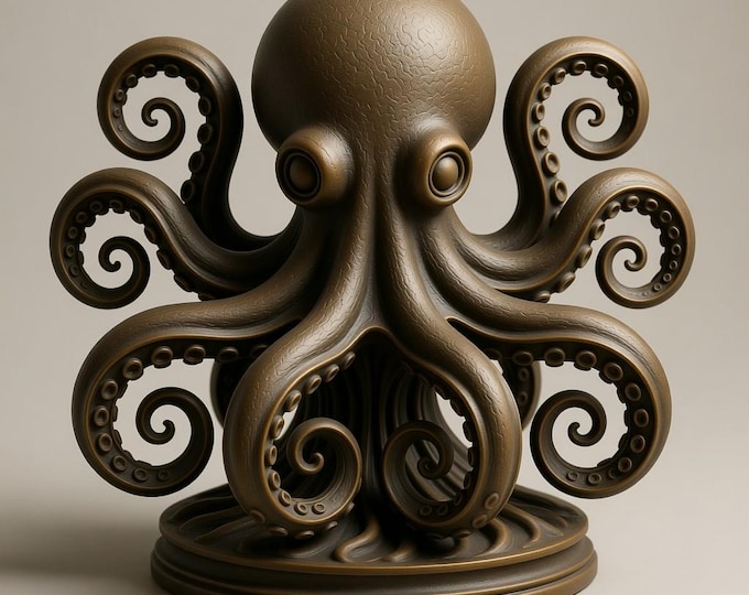 Octopus Sculpture STL File | Ocean Sea Creature 3D Print Model | Digital Download Figurine