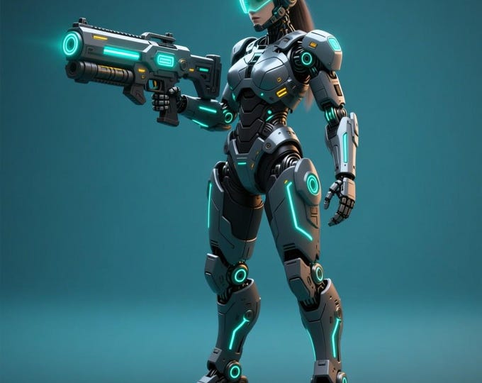 Cyber Warrior Woman STL: Sci-Fi Armored 3D Print Model (Digital Download)