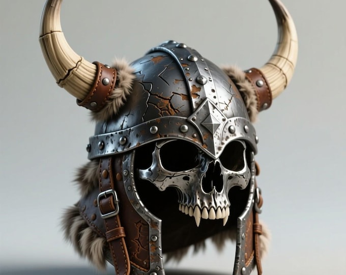 Viking Skull Horned Helmet STL File: 3D Printable Cosplay Warrior (Digital Download)