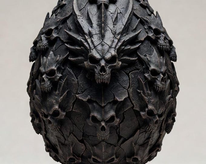 Dark Skull Dragon Egg STL – Gothic Fantasy 3D Print Model (Digital Download)