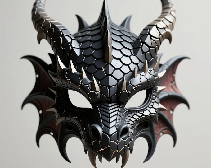Detailed Dragon Mask STL – Fantasy Monster Helmet, Cosplay 3D Print (Digital Download)