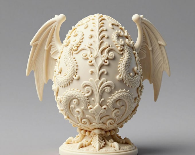Ornate Winged Dragon Egg Statue | 3D Print STL File