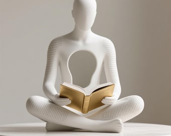 Minimalist Reading Figure STL – 3D Print Abstract Sculpture (Digital File)