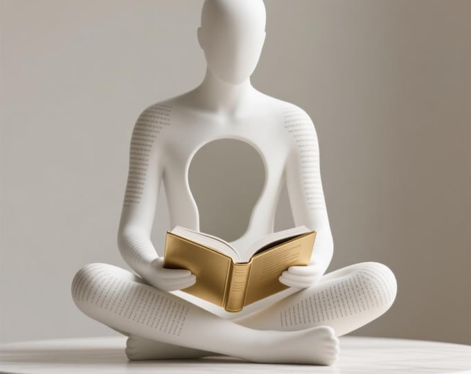 Minimalist Reading Figure STL – 3D Print Abstract Sculpture (Digital File)