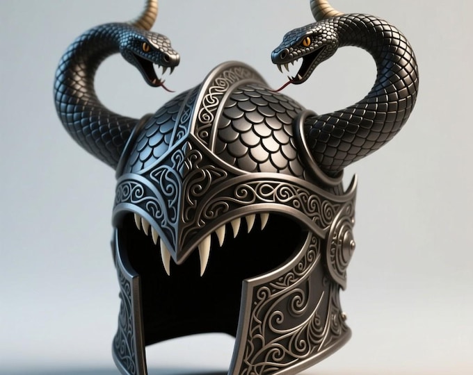 Dark Serpent Warrior Helmet STL: Fantasy Cosplay Armor (Digital Download)