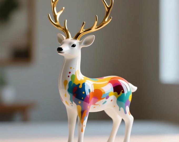 Colorful Deer Statue STL – Modern Art Figurine (Digital File)