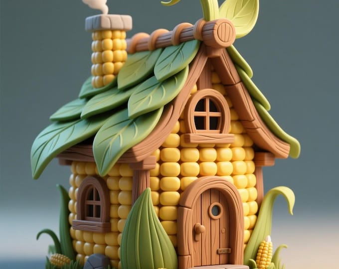 Corn House 3D Model – Detailed STL File for 3D Printers (Digital Download)