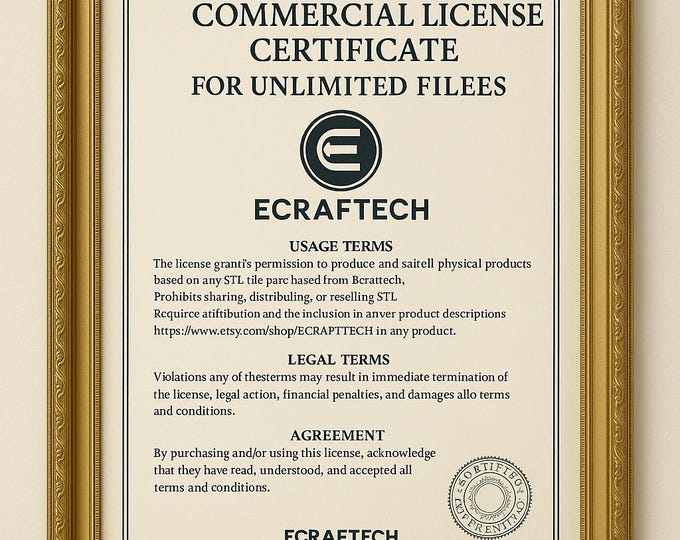 ECRAFTECH Unlimited Commercial License – All STL Files in Shop – Physical Product Sales – Credit Required