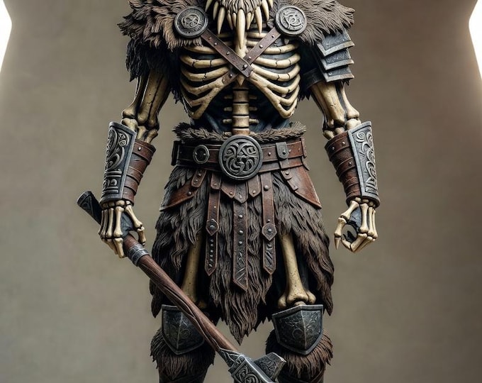 Skeleton Warrior STL File – Dark Fantasy Undead Warrior 3D Print Model
