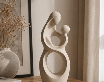 Escultura abstrata de família, decoração moderna para pais e filhos, estatueta minimalista de amor, arte contemporânea impressa em 3D para casa.