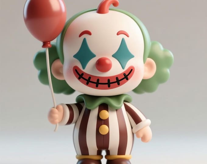 Chibi Clown STL File: 3D Printable Halloween Figurine (Digital Download)