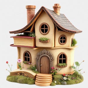 Book House 3D Model – Detailed, High-Quality STL File Ready for Easy Printingstl file,3D Digital Printing STL File for 3D Printers