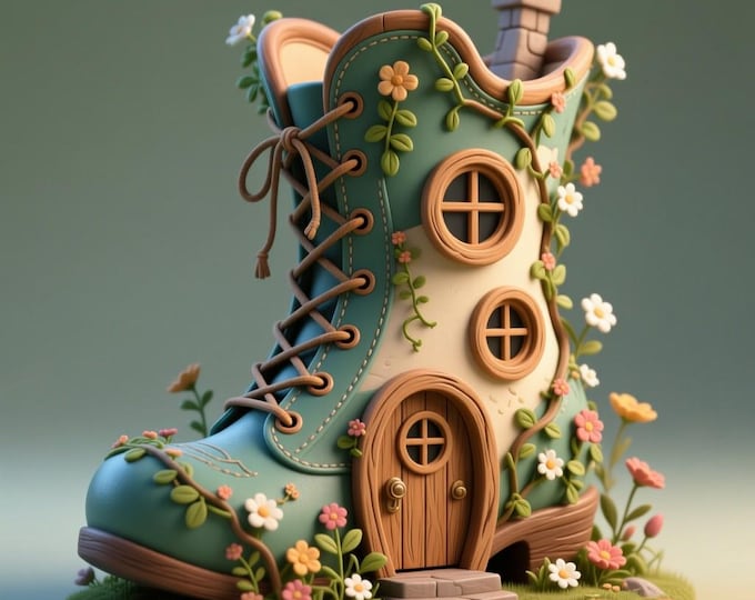 Fantasy Boot House STL • 3D Printable Fairy Garden Diorama (Digital Download)