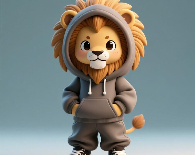 Chibi Lion Figurine STL | 3D Printable Kawaii Desk Decor (Digital Download)
