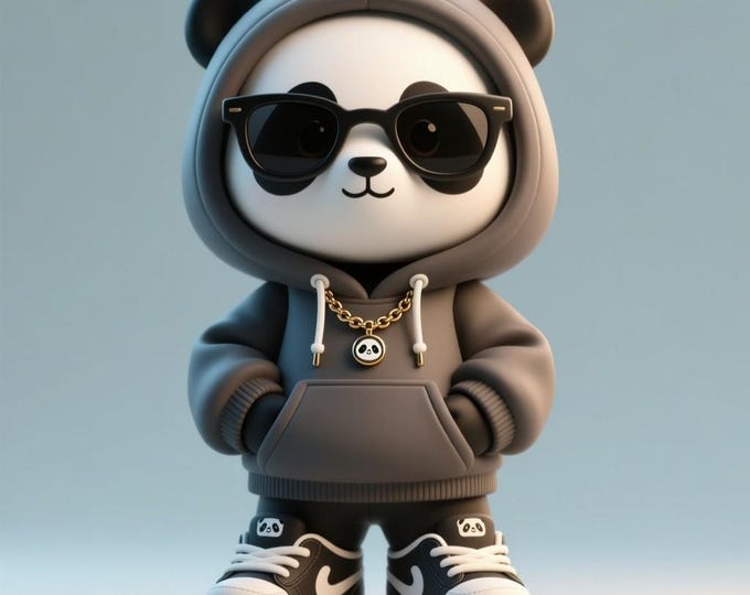 3D Printable Panda Figurine STL | Chibi Hoodie Animal (Digital Download)