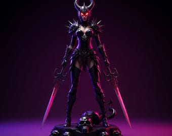 Dark Demon Queen STL • Gothic Fantasy Warrior 3D Print Model