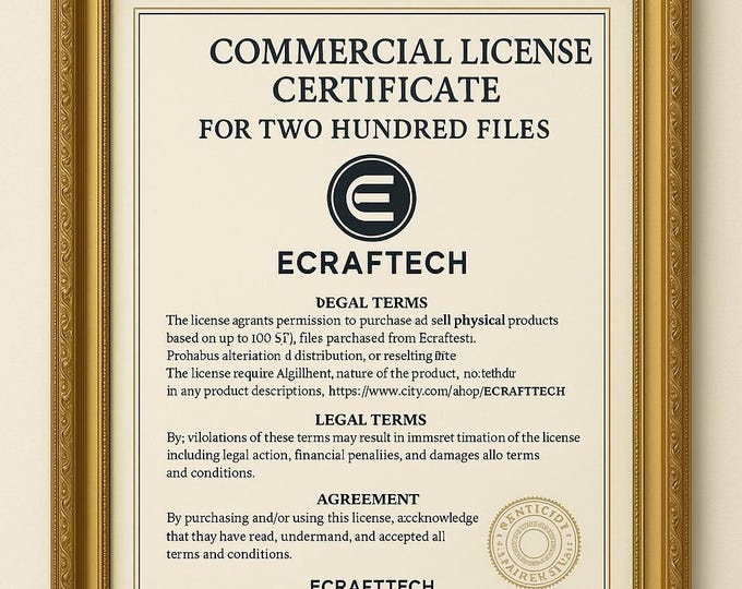 ECRAFTECH Commercial License – 200 STL Files for Physical Product Sales – Credit & Shop Link Required