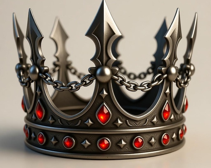 Fantasy Crown STL | Regal 3D Printable Crown with Gems | Cosplay Prop Digital File