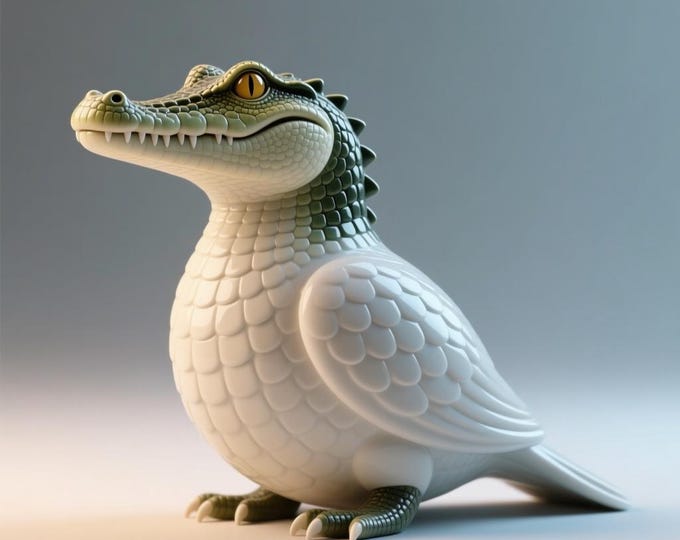 Crocobird Hybrid Figurine STL – Fantasy Animal 3D Printing Model