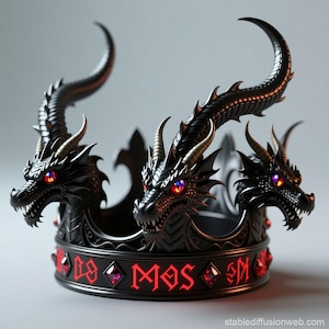 Three-Headed Dragon Crown STL: Gothic Cosplay Tiara (3D Printable)