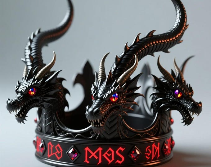 Three-Headed Dragon Crown STL: Gothic Cosplay Tiara (3D Printable)