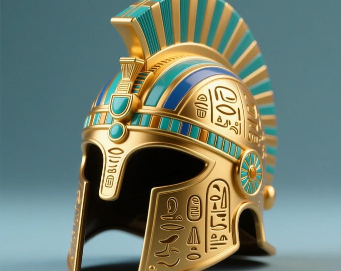 Ancient Egyptian Styled Warrior Helmet 3D Model STL for Printing - Unique Historical Design