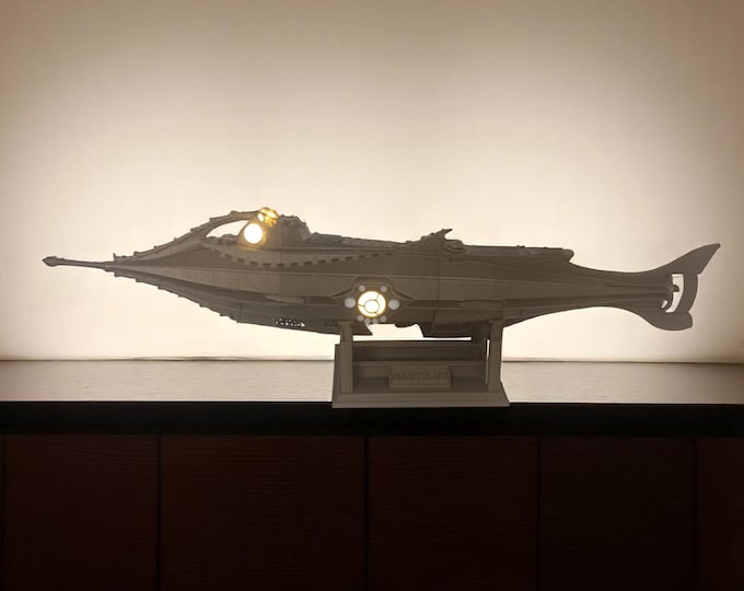 Nautilus Submarine Led model– 3D Printed Steampunk Decor – Jules Verne Inspired Collectible